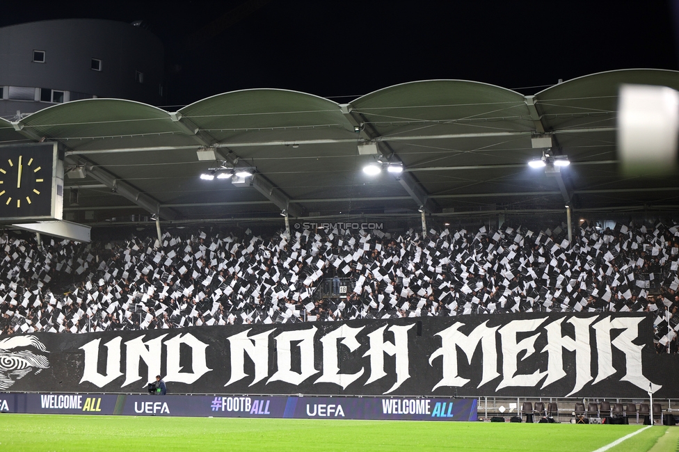 Sturm Graz - Marseille
UEFA Europa League Gruppenphase 3. Spieltag, SK Sturm Graz - Olympique de Marseille, Stadion Graz-Liebenau Graz, 22.10.2026. Foto zeigt Fans von Sturm mit einer Choreografie
