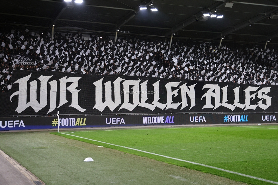Sturm Graz - Marseille
UEFA Europa League Gruppenphase 3. Spieltag, SK Sturm Graz - Olympique de Marseille, Stadion Graz-Liebenau Graz, 22.10.2026. Foto zeigt Fans von Sturm mit einer Choreografie
