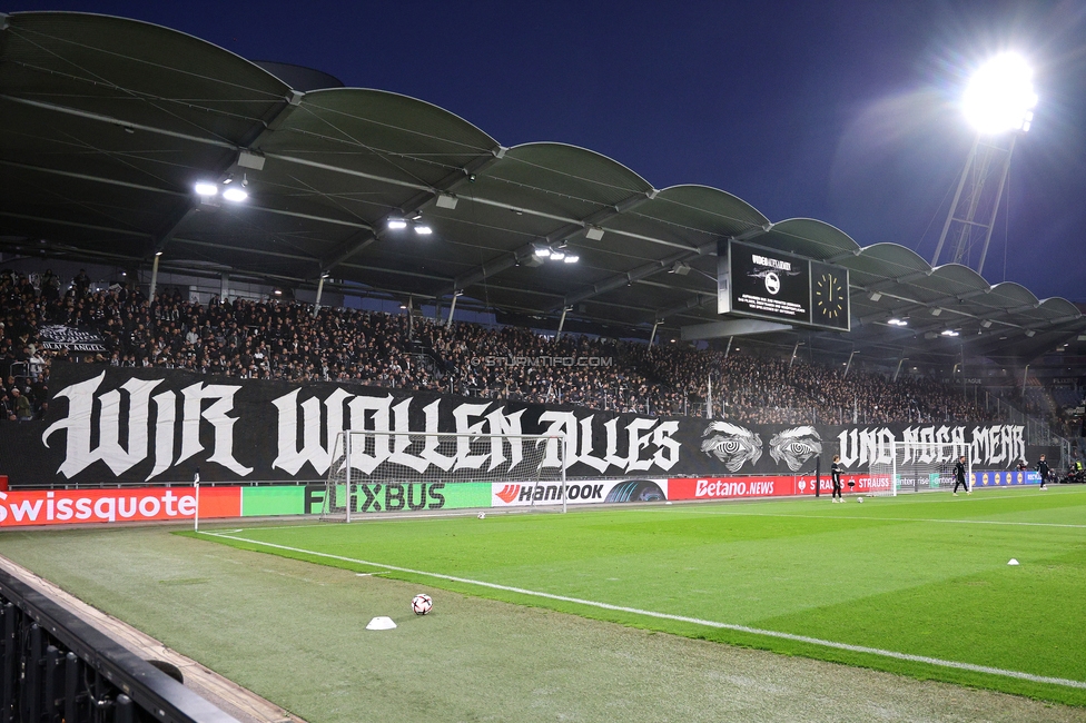 Sturm Graz - Marseille
UEFA Europa League Gruppenphase 3. Spieltag, SK Sturm Graz - Olympique de Marseille, Stadion Graz-Liebenau Graz, 22.10.2026. Foto zeigt Fans von Sturm mit einer Choreografie
