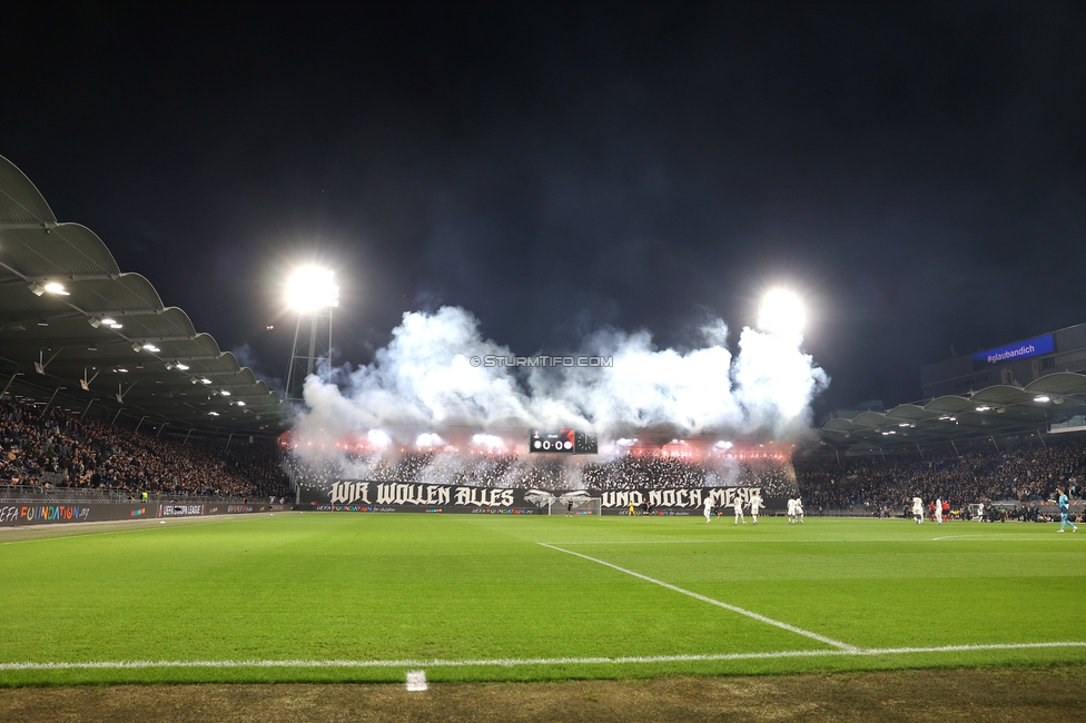 Sturm Graz - Marseille
UEFA Europa League Gruppenphase 3. Spieltag, SK Sturm Graz - Olympique de Marseille, Stadion Graz-Liebenau Graz, 22.10.2026. Foto zeigt Fans von Sturm mit einer Choreografie

