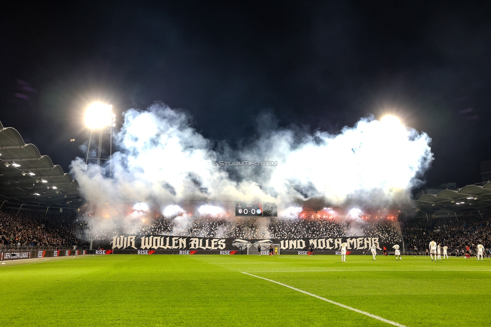 Sturm Graz - Marseille
UEFA Europa League Gruppenphase 3. Spieltag, SK Sturm Graz - Olympique de Marseille, Stadion Graz-Liebenau Graz, 22.10.2026. Foto zeigt Fans von Sturm mit einer Choreografie
