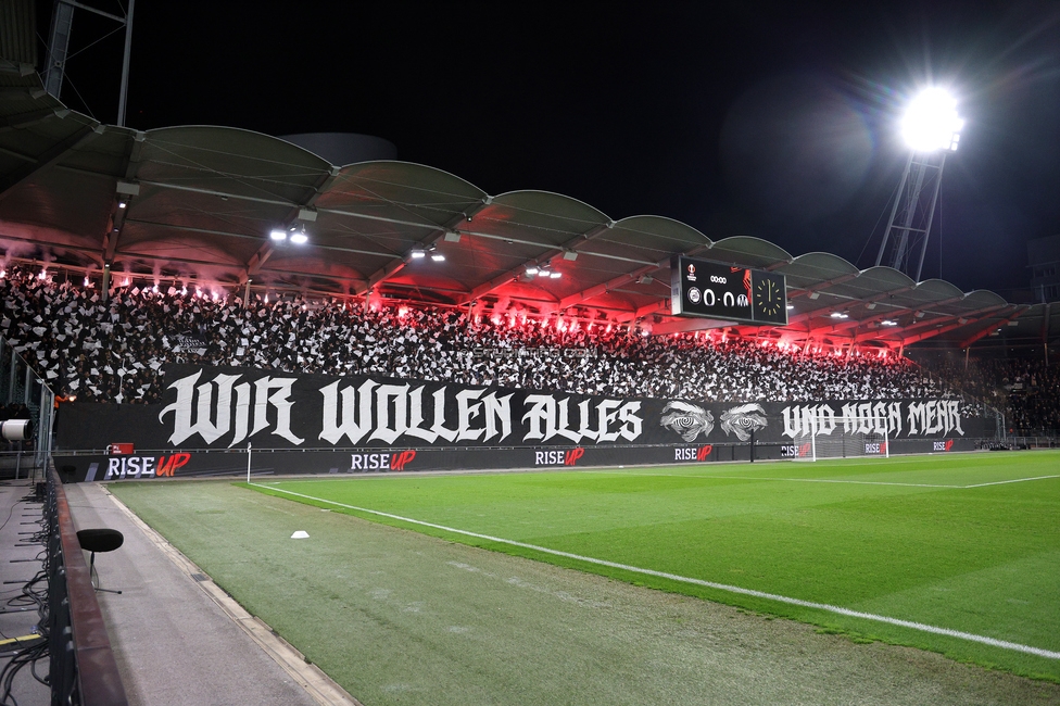 Sturm Graz - Marseille
UEFA Europa League Gruppenphase 3. Spieltag, SK Sturm Graz - Olympique de Marseille, Stadion Graz-Liebenau Graz, 22.10.2026. Foto zeigt Fans von Sturm mit einer Choreografie
