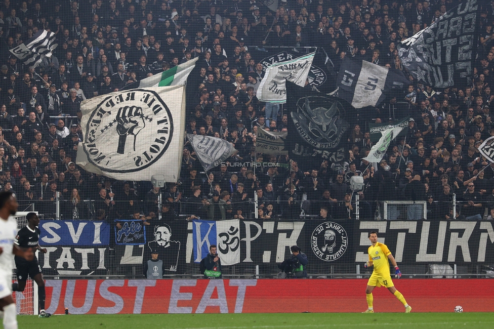 Sturm Graz - Marseille
UEFA Europa League Gruppenphase 3. Spieltag, SK Sturm Graz - Olympique de Marseille, Stadion Graz-Liebenau Graz, 22.10.2026. Foto zeigt Fans von Sturm
