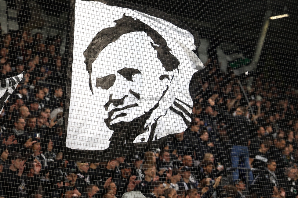Sturm Graz - Marseille
UEFA Europa League Gruppenphase 3. Spieltag, SK Sturm Graz - Olympique de Marseille, Stadion Graz-Liebenau Graz, 22.10.2026. Foto zeigt Fans von Sturm mit einem Spruchband
