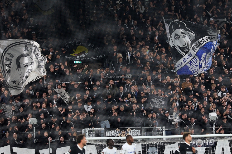 Sturm Graz - Marseille
UEFA Europa League Gruppenphase 3. Spieltag, SK Sturm Graz - Olympique de Marseille, Stadion Graz-Liebenau Graz, 22.10.2026. Foto zeigt Fans von Sturm

