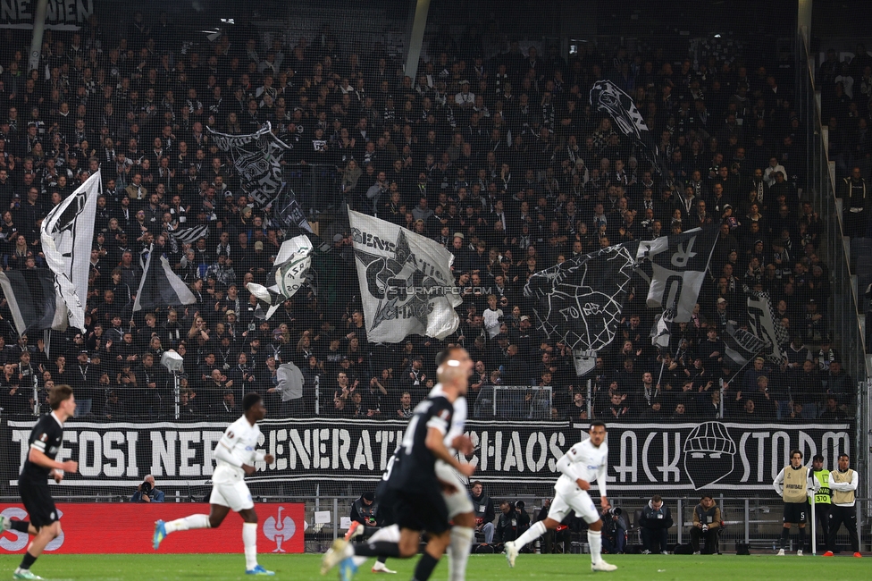 Sturm Graz - Marseille
UEFA Europa League Gruppenphase 3. Spieltag, SK Sturm Graz - Olympique de Marseille, Stadion Graz-Liebenau Graz, 22.10.2026. Foto zeigt Fans von Sturm
