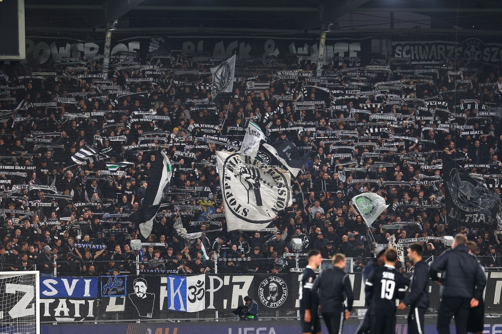 Sturm Graz - Marseille
UEFA Europa League Gruppenphase 3. Spieltag, SK Sturm Graz - Olympique de Marseille, Stadion Graz-Liebenau Graz, 22.10.2026. Foto zeigt Fans von Sturm
