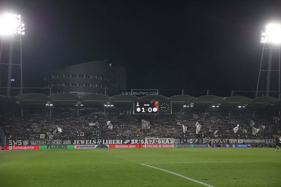 Sturm Graz - Marseille
UEFA Europa League Gruppenphase 3. Spieltag, SK Sturm Graz - Olympique de Marseille, Stadion Graz-Liebenau Graz, 22.10.2026. Foto zeigt Fans von Sturm

