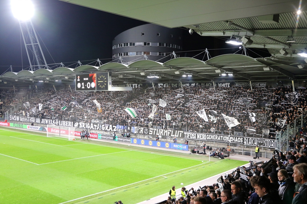 Sturm Graz - Marseille
UEFA Europa League Gruppenphase 3. Spieltag, SK Sturm Graz - Olympique de Marseille, Stadion Graz-Liebenau Graz, 22.10.2026. Foto zeigt Fans von Sturm
