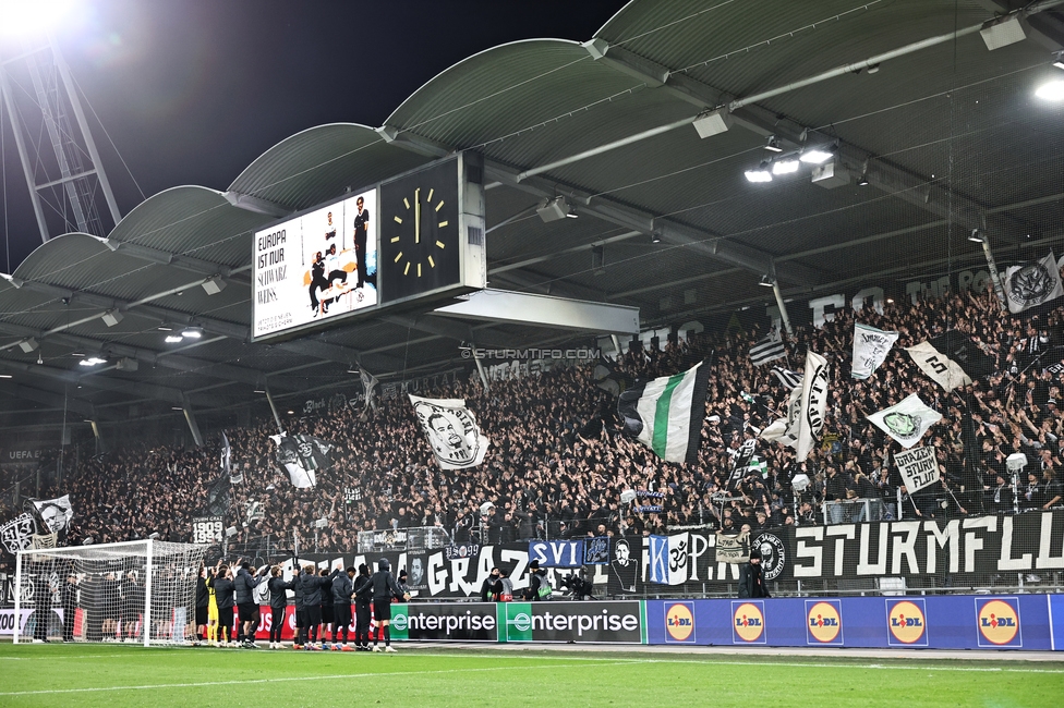 Sturm Graz - Marseille
UEFA Europa League Gruppenphase 3. Spieltag, SK Sturm Graz - Olympique de Marseille, Stadion Graz-Liebenau Graz, 22.10.2026. Foto zeigt Fans von Sturm
