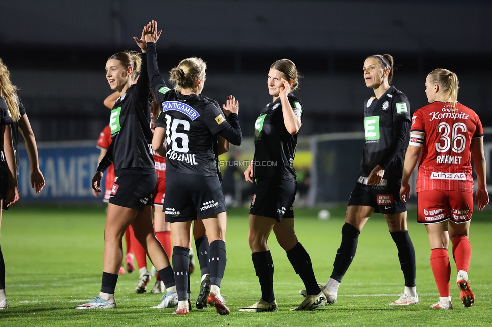 Sturm Frauen - LASK
OEFB Frauen Bundesliga, 11. Runde, SK Sturm Graz Frauen - LASK, Trainingszentrum Messendorf, 23.10.2026. Foto zeigt Laura Krumboeck (Sturm Frauen), Sara Pavlovic (Sturm Frauen) und Sophie Maierhofer (Sturm Frauen)
