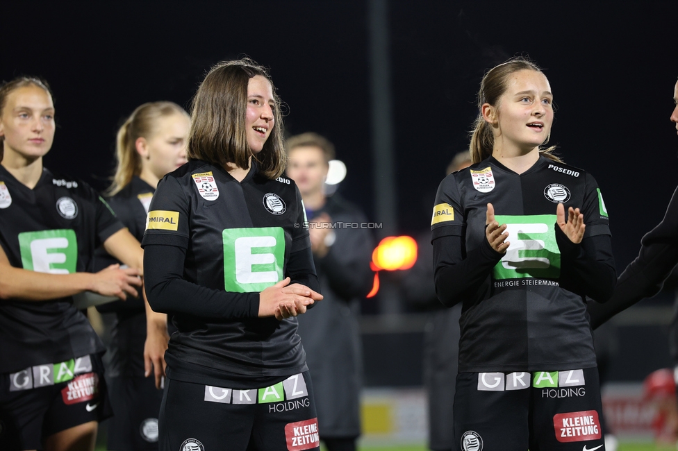 Sturm Frauen - LASK
OEFB Frauen Bundesliga, 11. Runde, SK Sturm Graz Frauen - LASK, Trainingszentrum Messendorf, 23.10.2026. Foto zeigt #stfach# und Nina Wippel (Sturm Frauen)
