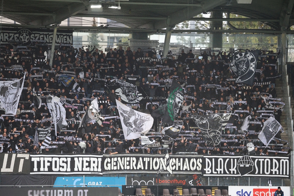 Sturm Graz - Ried
Oesterreichische Fussball Bundesliga, 10. Runde, SK Sturm Graz - SV Ried, Stadion Graz-Liebenau, 25.10.2026. Foto zeigt Fans von Sturm
Schlüsselwörter: schals tifosi generationchaos blackstorm