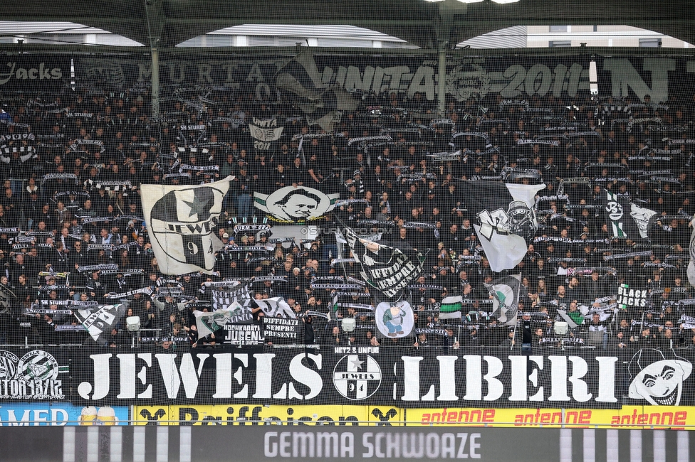 Sturm Graz - Ried
Oesterreichische Fussball Bundesliga, 10. Runde, SK Sturm Graz - SV Ried, Stadion Graz-Liebenau, 25.10.2026. Foto zeigt Fans von Sturm
Schlüsselwörter: schals jewels