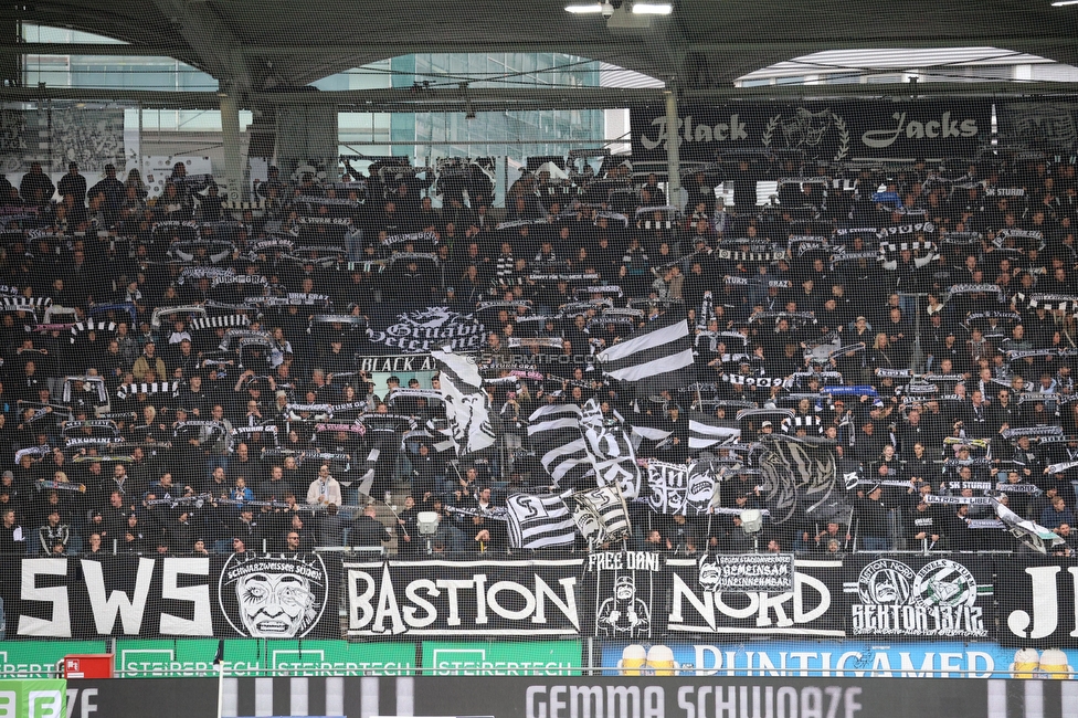 Sturm Graz - Ried
Oesterreichische Fussball Bundesliga, 10. Runde, SK Sturm Graz - SV Ried, Stadion Graz-Liebenau, 25.10.2026. Foto zeigt Fans von Sturm
Schlüsselwörter: schals sws bastion