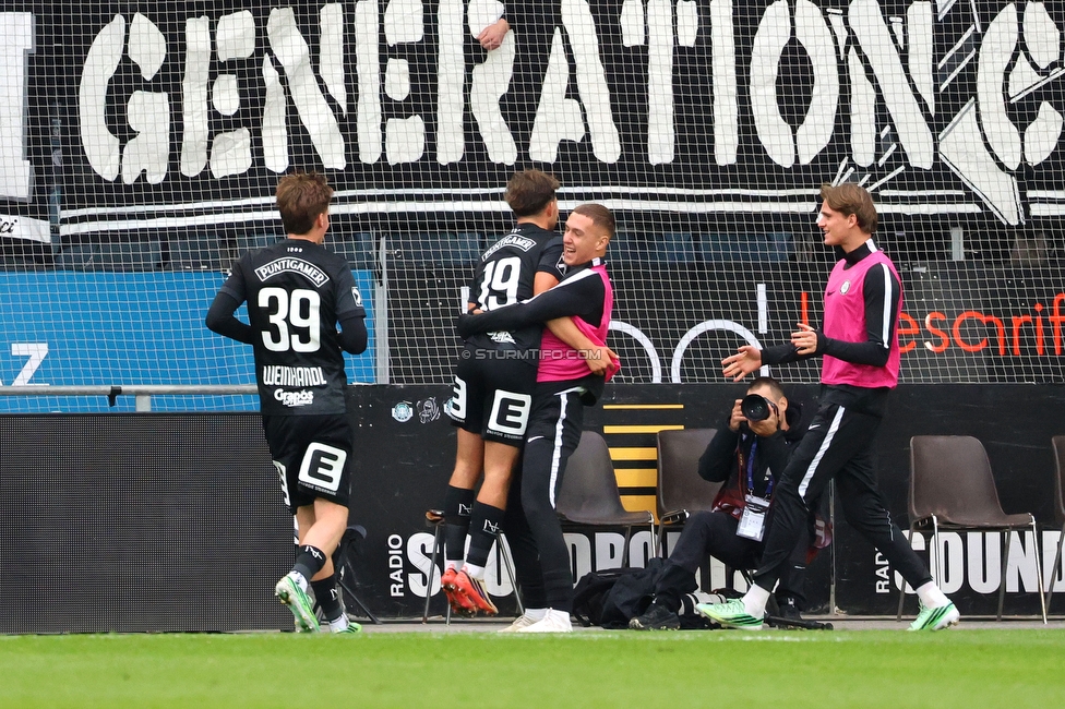 Sturm Graz - Ried
Oesterreichische Fussball Bundesliga, 10. Runde, SK Sturm Graz - SV Ried, Stadion Graz-Liebenau, 25.10.2026. Foto zeigt Simon Seidl (Sturm)
Schlüsselwörter: torjubel