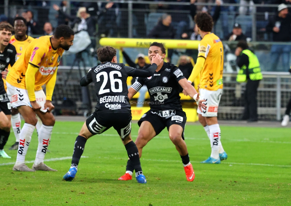 Sturm Graz - Ried
Oesterreichische Fussball Bundesliga, 10. Runde, SK Sturm Graz - SV Ried, Stadion Graz-Liebenau, 25.10.2026. Foto zeigt Belmin Beganovic (Sturm)
Schlüsselwörter: torjubel