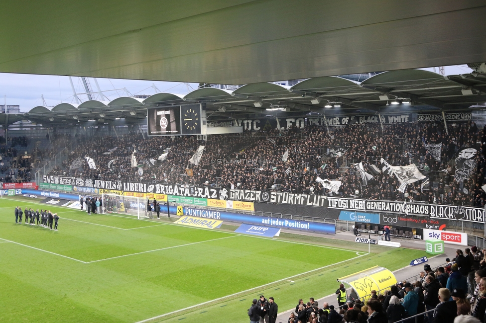 Sturm Graz - Ried
Oesterreichische Fussball Bundesliga, 10. Runde, SK Sturm Graz - SV Ried, Stadion Graz-Liebenau, 25.10.2026. Foto zeigt die Mannschaft von Sturm und Fans von Sturm

